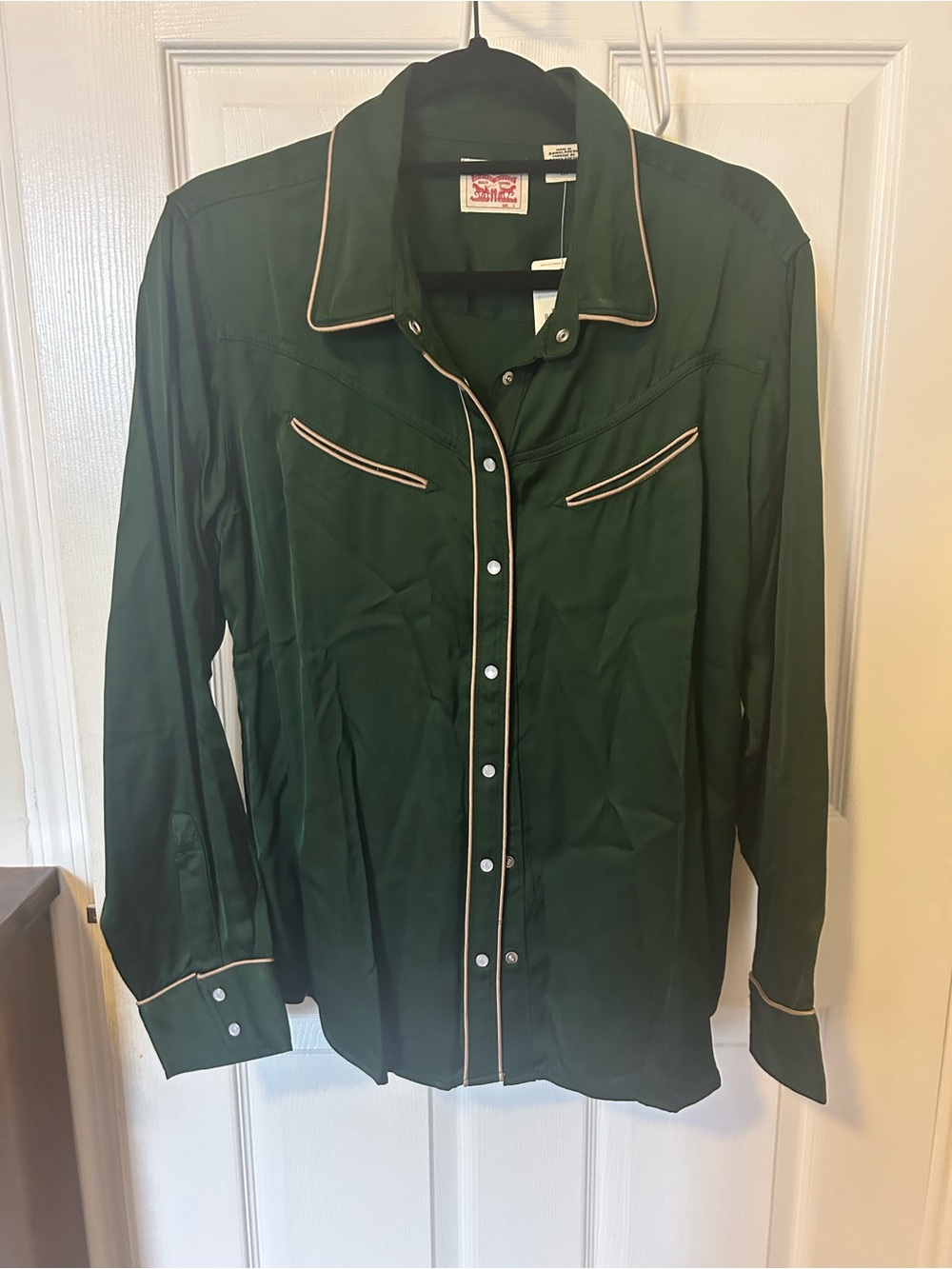 Levi's Dark Green Shirt with Tan Piping